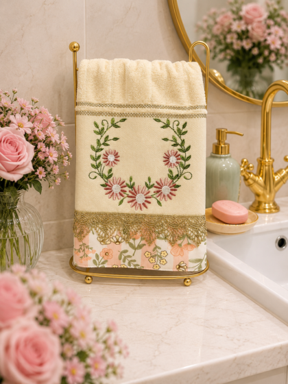 Toalha Lavabo - Coroa de Flores