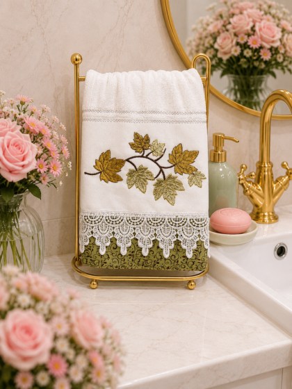 Toalha Lavabo - Folhas Verdes