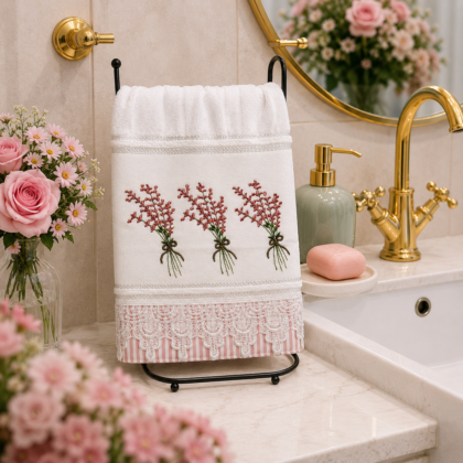 Toalha Lavabo - Buquê de Lavanda