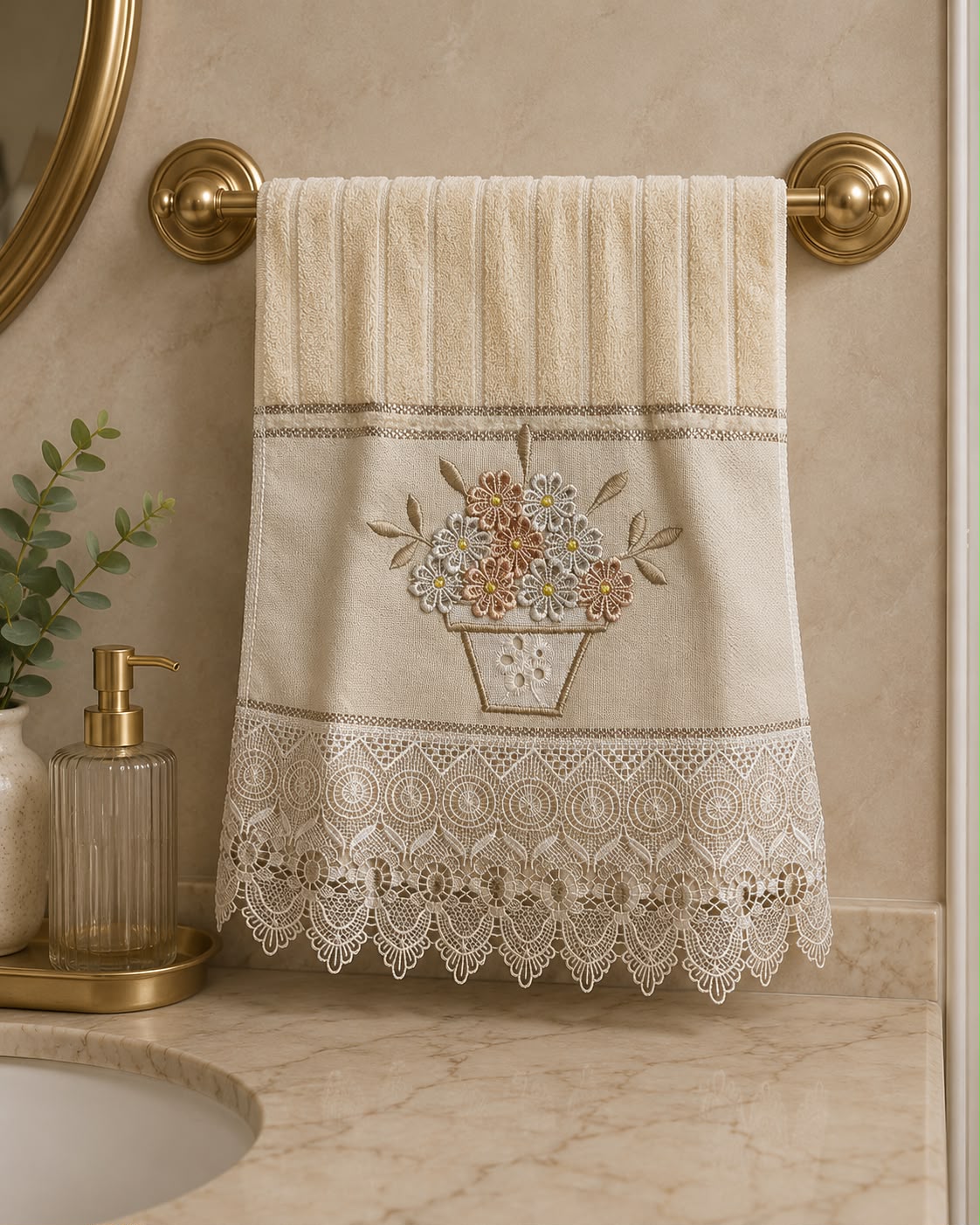 Toalha Lavabo - Floral Rendado