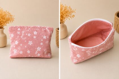 Necessaire Feminina Rosa Florida 22x20 Cm