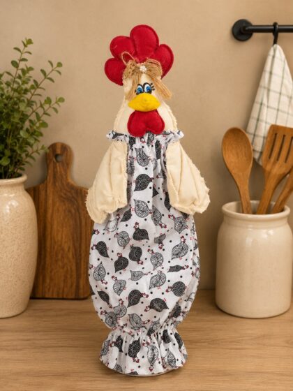 Puxa Saco De Cozinha Modelo Galinha D'angola 45x15cm