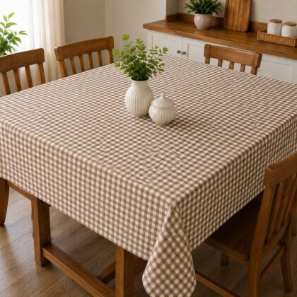 Toalha de Mesa Retangular - Xadrez Marrom
