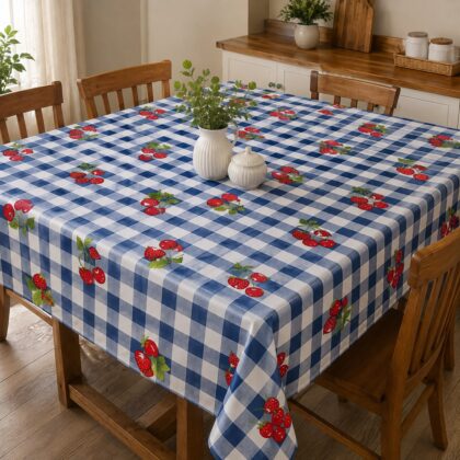 Toalha de Mesa Retangular - Xadrez Azul